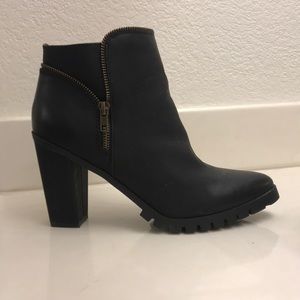 Black ankle boots with 3.5 inch heel